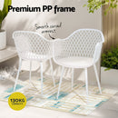 Gardeon 4PC Outdoor Dining Chairs PP Lounge Chair Patio Furniture Garden White-5