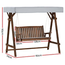 Gardeon Wooden Swing Chair Garden Bench Canopy 3 Seater Outdoor Furniture-2