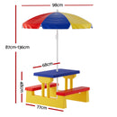 Keezi Kids Outdoor Table and Chairs Set Picnic Bench Umbrella Children Indoor-2