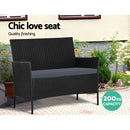Gardeon 4 Seater Outdoor Sofa Set with Storage Cover Wicker Table Chair Black-4