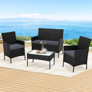 Gardeon 4 Seater Outdoor Sofa Set Wicker Setting Table Chair Furniture Dark Grey-1