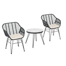 Gardeon 3PC Outdoor Furniture Bistro Set Lounge Setting Table Chairs Cushion Patio Grey-1