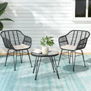 Gardeon 3PC Outdoor Furniture Bistro Set Lounge Setting Table Chairs Cushion Patio Grey-7