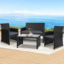 Gardeon 4 PCS Outdoor Sofa Set Rattan Chair Table Setting Garden Furniture Black-7