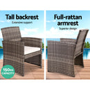 Gardeon 4 PCS Outdoor Sofa Set Rattan Chair Table Setting Garden Furniture Grey-4