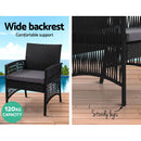 Gardeon 4PCS OutdoorSofa Set with Storage Cover Wicker Harp Chair Table Black-5