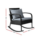 Gardeon Outdoor Furniture Rocking Chair Wicker Garden Patio Lounge Setting Black-2