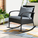 Gardeon Outdoor Furniture Rocking Chair Wicker Garden Patio Lounge Setting Black-8