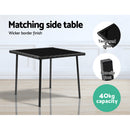 Gardeon 3PC Rocking Chair Table Wicker Outdoor Furniture Patio Bistro Set Black-6