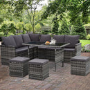 Gardeon Outdoor Dining Set Sofa Lounge Setting Chairs Table Ottoman Grey Cover-8