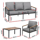 Gardeon 5 Seater Outdoor Sofa Set 4PCS Table Chair Garden Bench Patio Furniture-2
