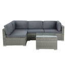 Gardeon 5-Piece Outdoor Sofa Set Wicker Couch Lounge Setting 4 Seater Grey-3