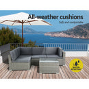 Gardeon 5-Piece Outdoor Sofa Set Wicker Couch Lounge Setting 4 Seater Grey-5
