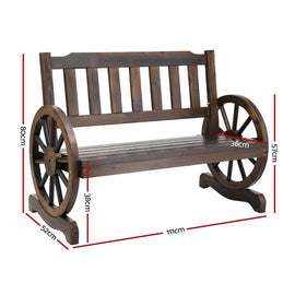 Gardeon Outdoor Garden Bench Wooden 2 Seater Wagon Chair Patio Furniture Brown - 0
