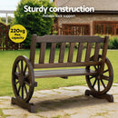 Gardeon Outdoor Garden Bench Wooden 2 Seater Wagon Chair Patio Furniture Brown-5