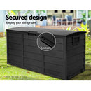 Gardeon Outdoor Storage Box 290L Lockable Organiser Garden Deck Shed All Black-7