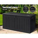 Gardeon Outdoor Storage Box 270L Container Lockable Garden Bench Tool Shed Black-7