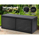 Gardeon Outdoor Storage Box 390L Container Lockable Garden Bench Shed Tools Toy All Black-7