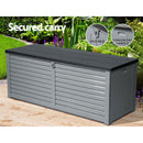 Gardeon Outdoor Storage Box 390L Container Lockable Garden Bench Tools Toy Shed Black-8