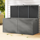 Gardeon Outdoor Storage Box 490L Container Lockable Garden Bench Tools Toy Shed Black-1