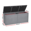 Gardeon Outdoor Storage Box 490L Container Lockable Garden Bench Tools Toy Shed Black-2