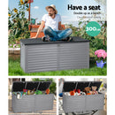 Gardeon Outdoor Storage Box 490L Container Lockable Garden Bench Tools Toy Shed Black-5