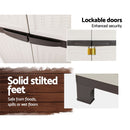 Gardeon Outdoor Storage Cabinet Box 173cm Lockable Cupboard Sheds Adjustable Rattan Beige-8