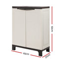 Gardeon Outdoor Storage Cabinet Box 92cm Lockable Cupboard Sheds Adjustable Rattan Beige-4