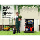 Gardeon Outdoor Storage Cabinet Box 92cm Lockable Cupboard Sheds Adjustable Rattan Beige-6