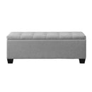 Artiss Storage Ottoman Blanket Box 97cm Button Linen Grey-5