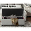 Artiss Storage Ottoman Blanket Box 97cm Button Linen Grey-11