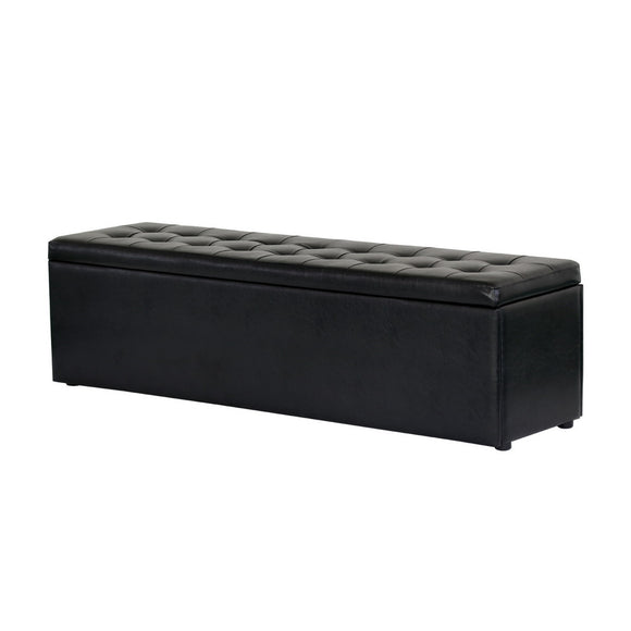 Artiss Storage Ottoman Blanket Box 140cm Leather Black