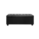 Artiss Storage Ottoman Blanket Box 97cm Leather Black-3