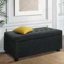 Artiss Storage Ottoman Blanket Box 97cm Linen Charcoal-8