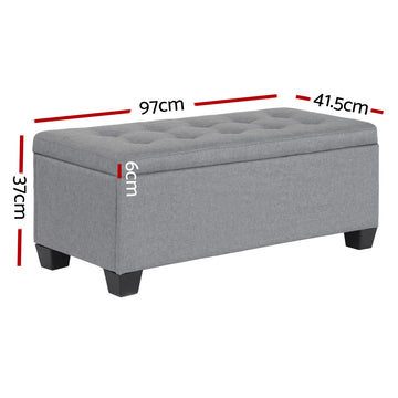 Artiss Storage Ottoman Blanket Box 97cm Linen Grey - 0