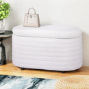 Artiss Storage Ottoman Blanket Box 87cm Boucle Fabric Oval-5