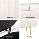 Artiss Storage Ottoman Blanket Box 87cm Velvet Oval White-6