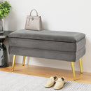 Artiss Ottoman Storage Foot Stool Velvet Grey-7
