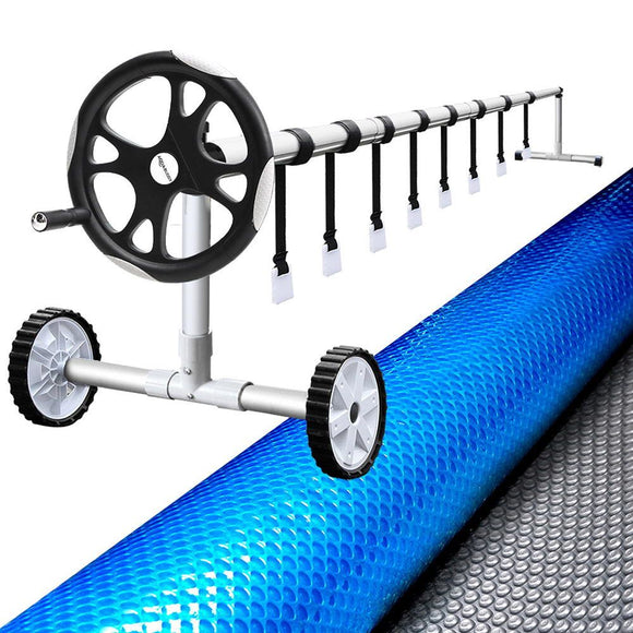 Aquabuddy Pool Cover 500 Micron 10.5x4.2m Silver Swimming Pool Solar Blanket 5.5m Roller