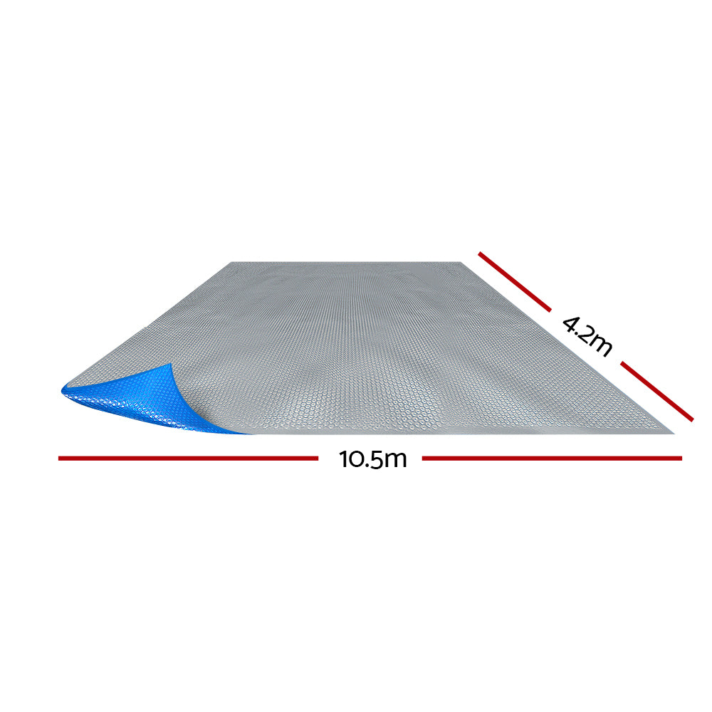 Aquabuddy Pool Cover 500 Micron 10.5x4.2m Swimming Pool Solar Blanket Blue Silver - 0