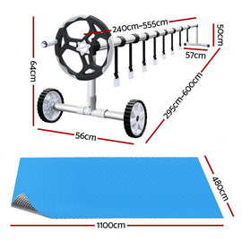 Aquabuddy Pool Cover 500 Micron 11x4.8m Silver Swimming Pool Solar Blanket 5.5m Roller - 0