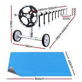 Aquabuddy Pool Cover 400 Micron 8x4.2m Swimming Pool Solar Blanket 5.5m Roller - 0
