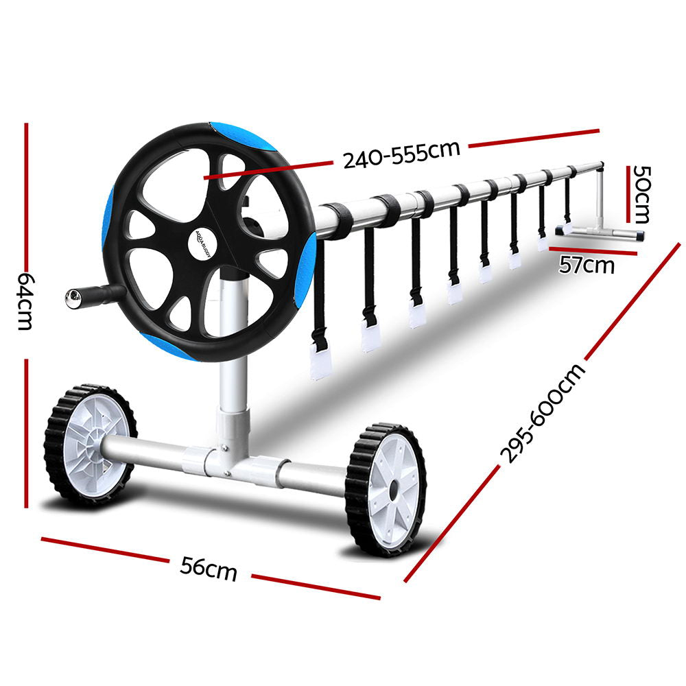 Aquabuddy Pool Cover Roller 5.5m Adjustable Swimming Pool Solar Blanket Reel Blue - 0