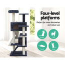 i.Pet Cat Tree 134cm Tower Scratching Post Scratcher Wood Condo House Bed Grey-3