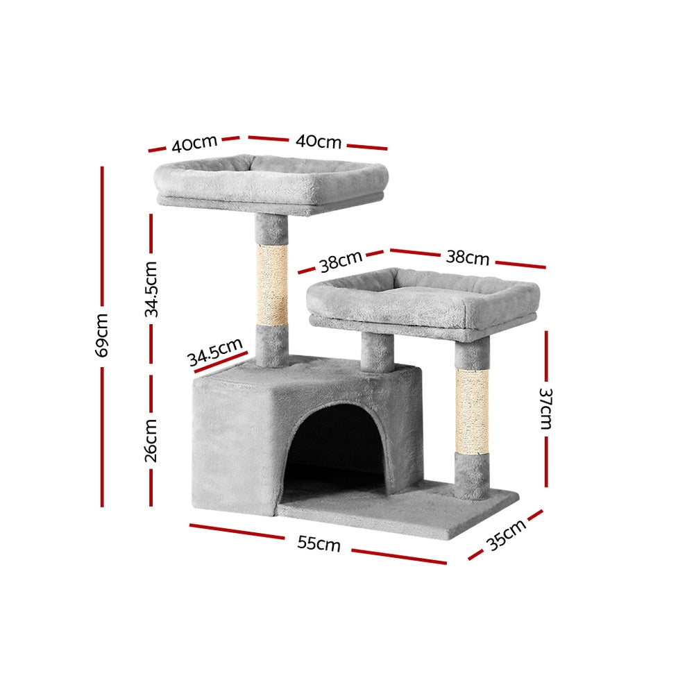 i.Pet Cat Tree 69cm Scratching Post Tower Scratcher Wood Condo House Bed Trees - 0