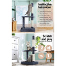 i.Pet Cat Tree 102cm Scratching Post Tower Scratcher Condo House Board Grey-4