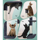 i.Pet Cat Tree 102cm Scratching Post Tower Scratcher Condo House Board Grey-6