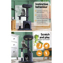 i.Pet Cat Tree 94cm Scratching Post Tower Scratcher Condo House Wood Trees Grey-5