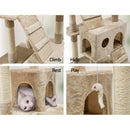i.Pet Cat Tree 180cm Tower Scratching Post Scratcher Wood Condo House Toys Beige-7
