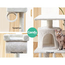 i.Pet Cat Tree 141cm Tower Scratching Post Scratcher Condo Wood House Bed Beige-5
